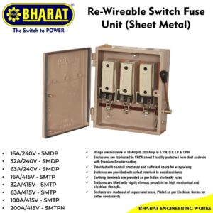 BHARAT Re-Wireable Switch Fuse Unit (Sheet Metal)