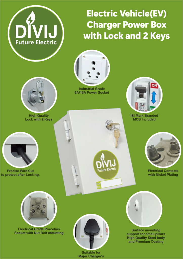 Divij EV Charger Power Box with lock & 2 Keys - BHARAT ENGINEERING WORKS