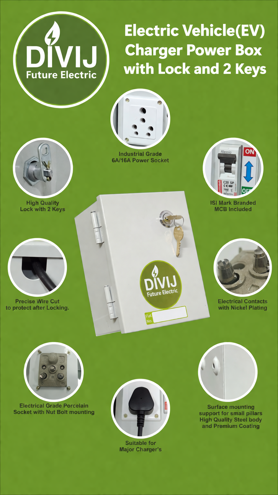 DIVIJ EV CHARGER POWER BOX WITH LOCK